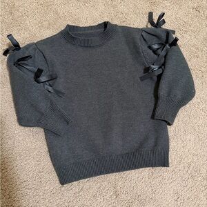 Elegant Black Sweater with Ribbon Details – Girls 5-6 Years